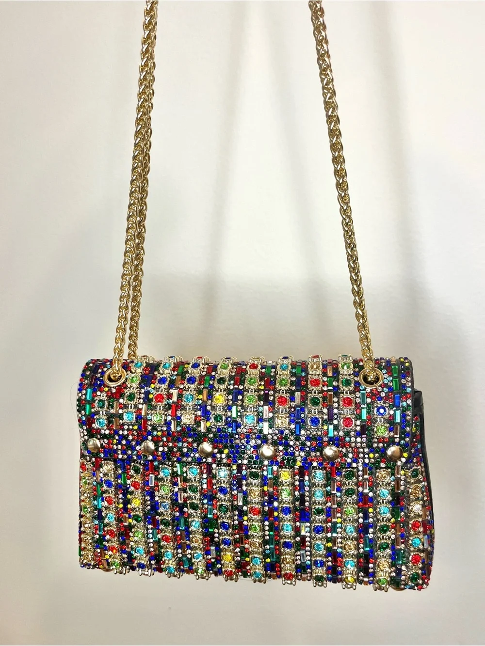 LaurenLorraine Celine Jeweled Shoulder Crossbody Bag Multicolor Chain Strap